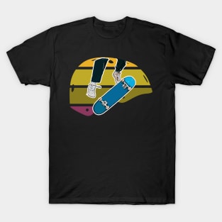 Colorful Retro Skateboard Helmet with Kickflip T-Shirt